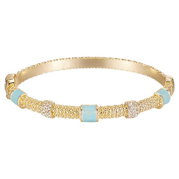 CRYSTAL&BLUE SPRING HINGE BANGLE BRACELET