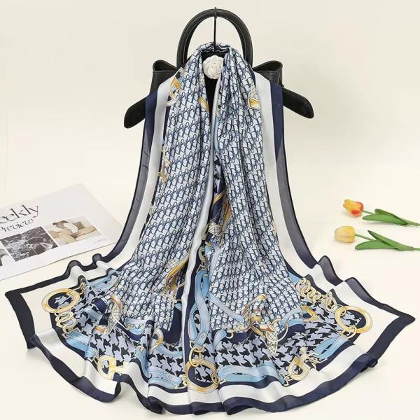 MONOGRAM PATTERN SILKY OBLONG SCARF