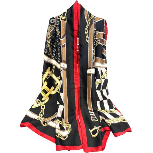 CHAIN BELT PATTERN SILKY OBLONG SCARF