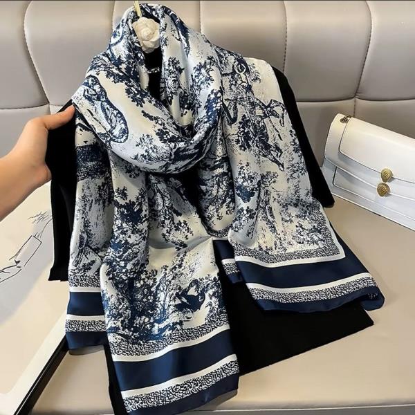 FLOWER SILKY OBLONG SCARF