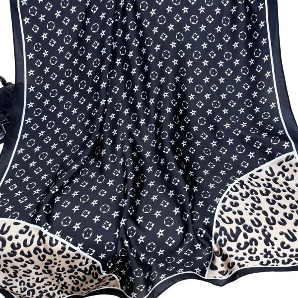 FLOWER LEOPARD SILKY BANDANA NECK SCARF