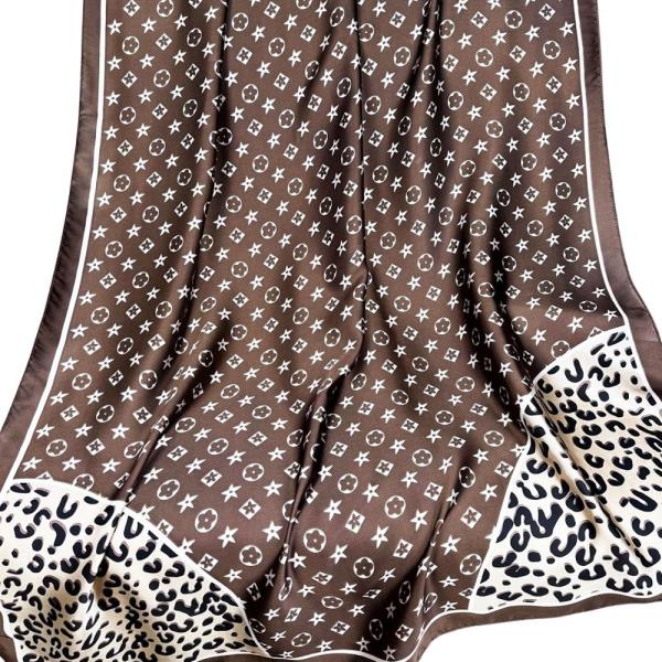 FLOWER LEOPARD SILKY BANDANA NECK SCARF