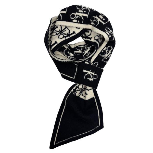 MONOGRAM PATTERN KNIT OBLONG SCARF