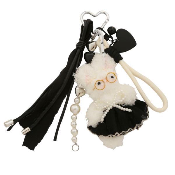CUTE BUNNY PEARL BEAD ROPE BAG CHARM KEYCHAIN