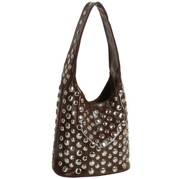 STUDDED DESIGN RETRO SHOULDER BAG