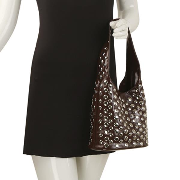 STUDDED DESIGN RETRO SHOULDER BAG