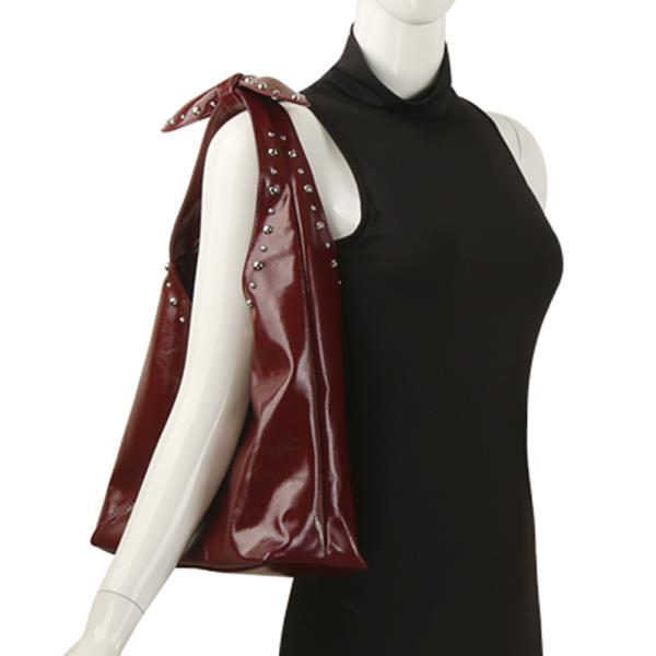 KNOT SMOOTH STUDDED SHOULDER HOBO BAG