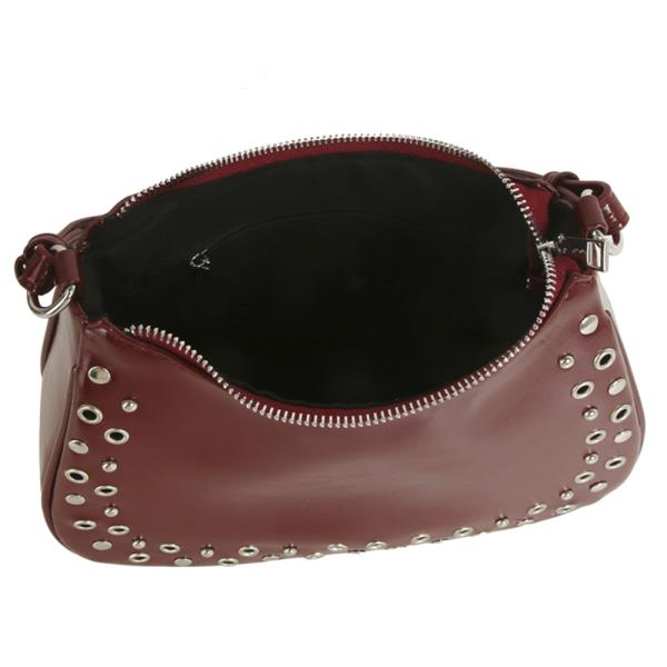SMOOTH STUDDED ZIPPER SHOULDER BAG