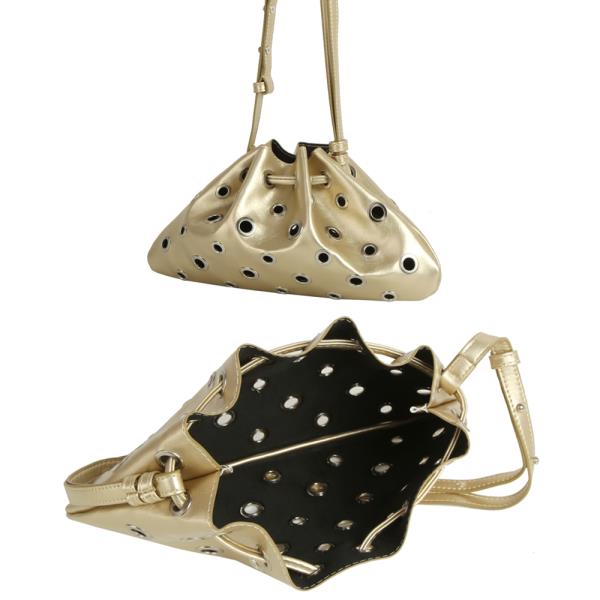 2IN1 OPEN RING STUD DESIGN DRAWSTRING SHOULDER BAG W COIN PURSE SET