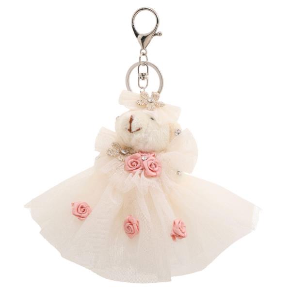 FLOWER DRESS TEDDY BEAR KEYCHAIN