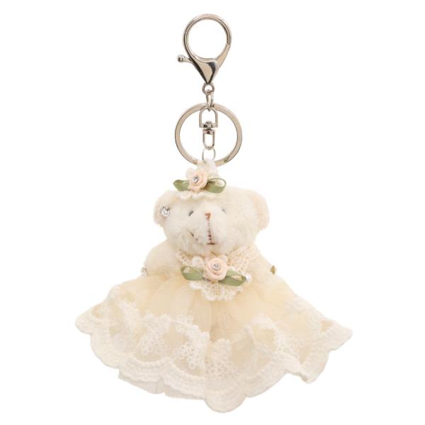 CUTE LACE DRESS ROSE TEDDY BEAR KEYCHAIN
