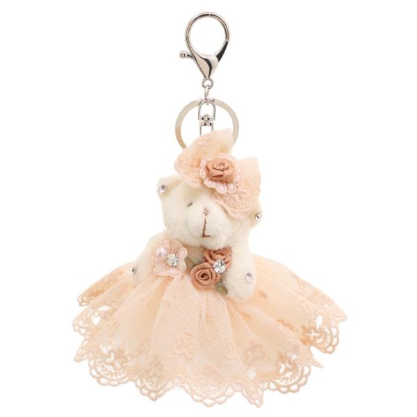 LACE TULLE FLORAL DRESS TEDDY BEAR KEYCHAIN