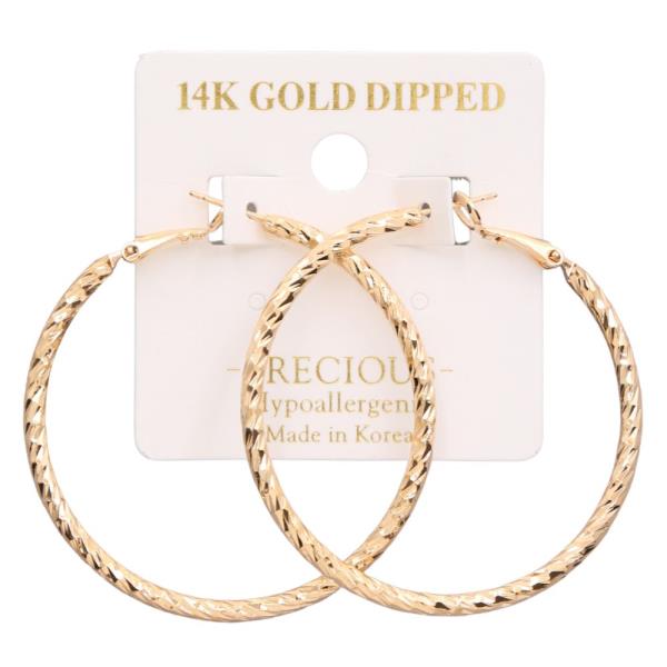 14K GOLD DIPPED TEXTURED HOOP EARRING