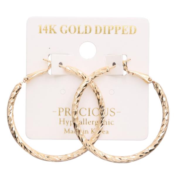 14K GOLD DIPPED TEXTURED HOOP EARRING