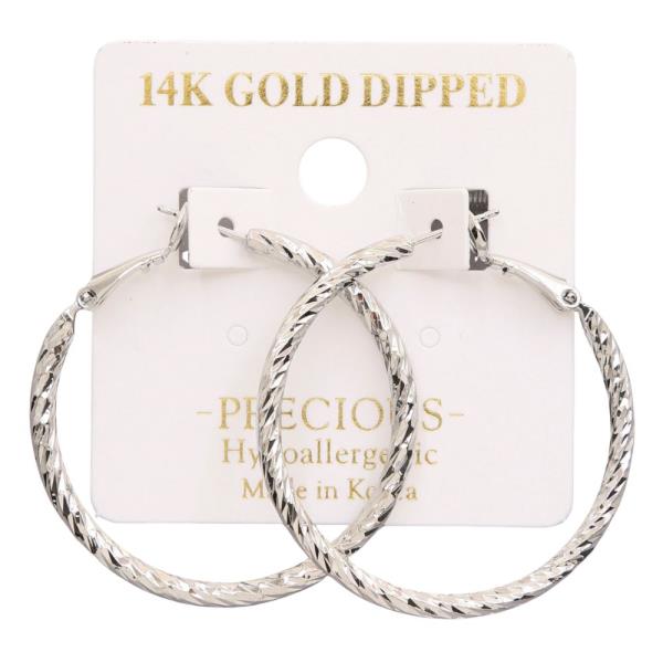 14K GOLD DIPPED TEXTURED HOOP EARRING