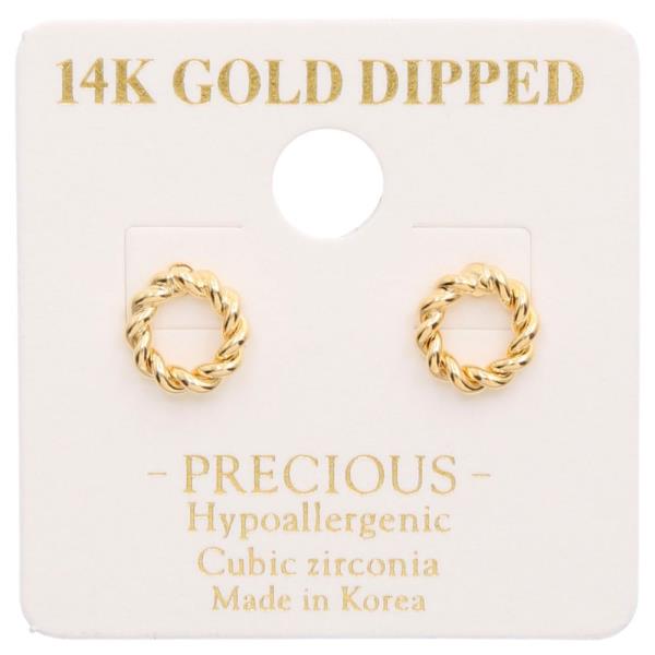 14K GOLD DIPPED BRAIDED ROUND EARRING