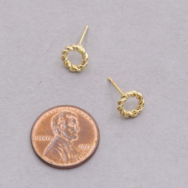 14K GOLD DIPPED BRAIDED ROUND EARRING
