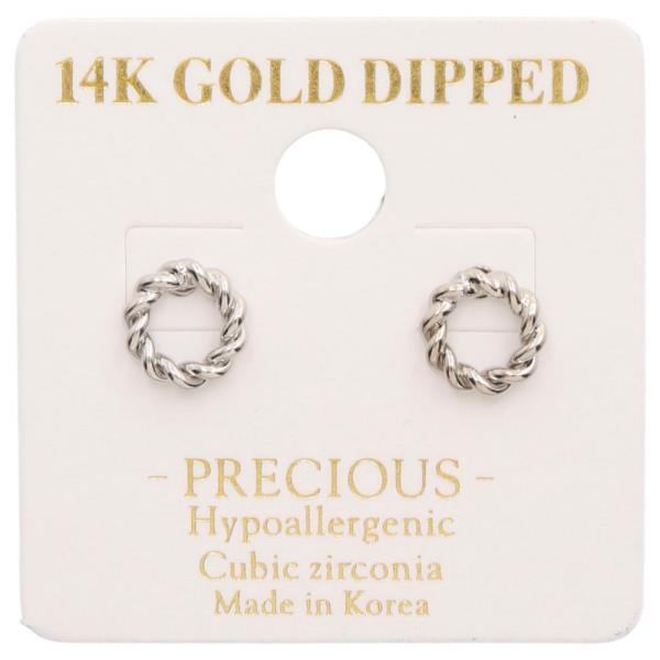 14K GOLD DIPPED BRAIDED ROUND EARRING