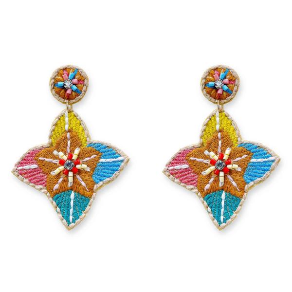 FLOWER INDIA BEADED EMBROIDERY DANGLE