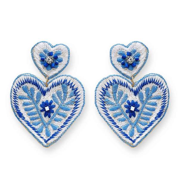 HEART BEADED INDIA EMBROIDERY DANGLE