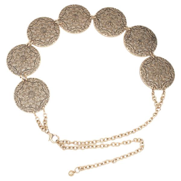 MANDALA FILIGREE METAL DISC HIP CHAIN BELT