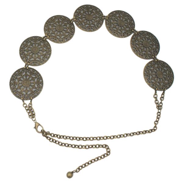 MANDALA FILIGREE METAL DISC HIP CHAIN BELT