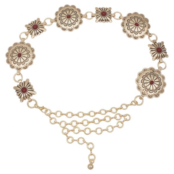 CIRCLE SQUARE STONE ACCENT CONCHO CHAIN BELT