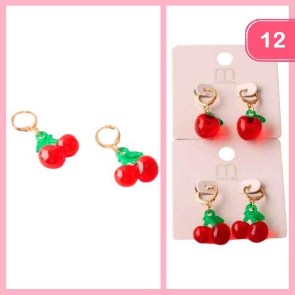 GLASS FRUIT HUGGIE EARRING (12 UNITS)