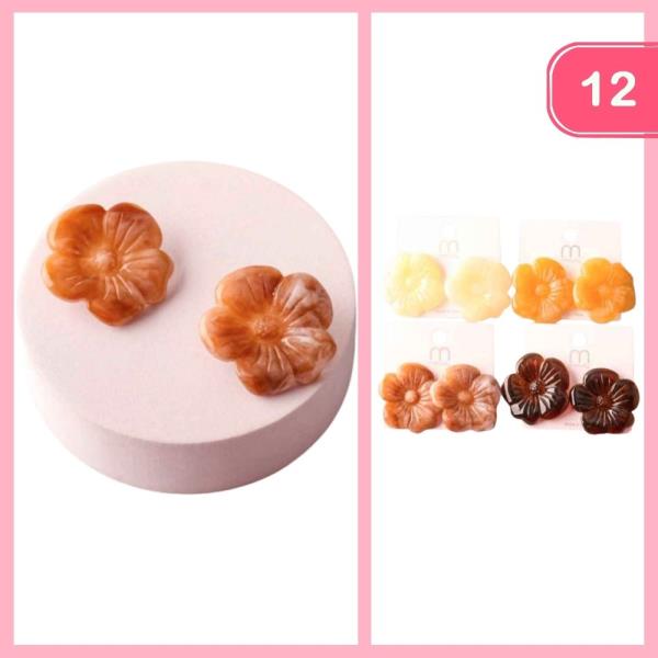STONE TROPICAL FLOWER EARRING (12 UNITS)