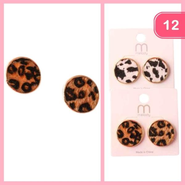 CIRCLE FUR HIDE POST EARRING (12 UNITS)