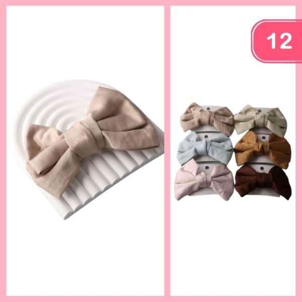 COTTON SATEN WINDSOR HAIR BOWS (12 UNITS)