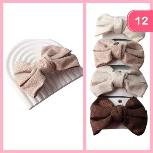 GRATE TEXTURED WINDSOR HAIR BOWS (12 UNITS)