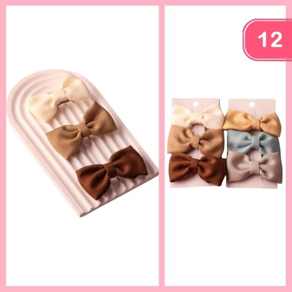 COTTON TWILL HAIR BOWS (12 UNITS)