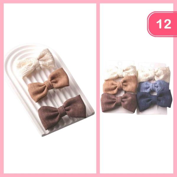 TWEED EMBROIDERED ,IX HAIR BOWS (12 UNITS)