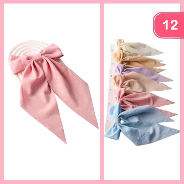 TEXTURED GEORGETTE POINTED TAIL HAIR BOW (12 UNITS)