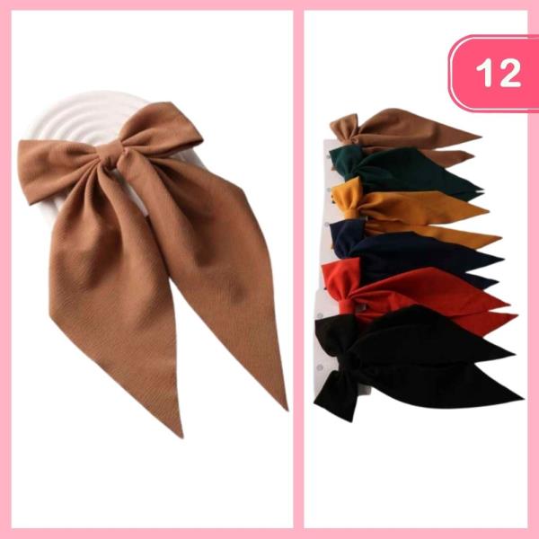 TEXTURED GEORGETTE POINTED TAIL HAIR BOW (12 UNITS)