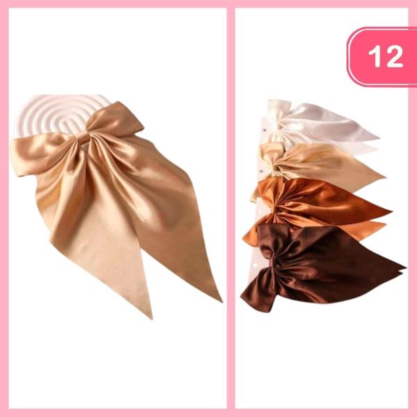 SATIN POINTED TAIL HAIR BOW (12 UNITS)