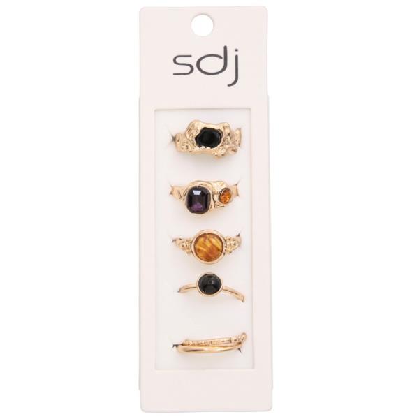SDJ STONE ASSORTED RING SET
