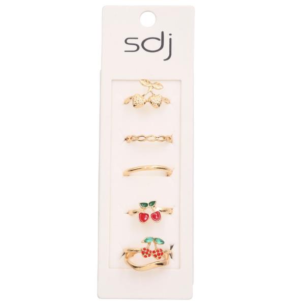 SDJ CHERRY METAL ASSORTED RING SET