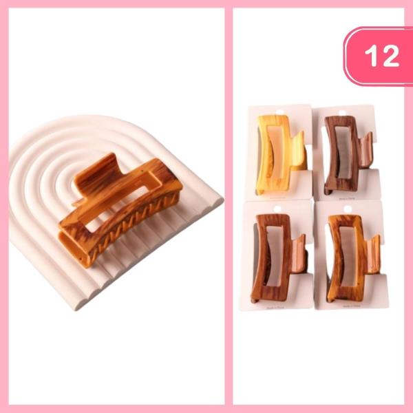 WOOD STAINED RECTANGLE CLAW CLIP (12 UNITS )