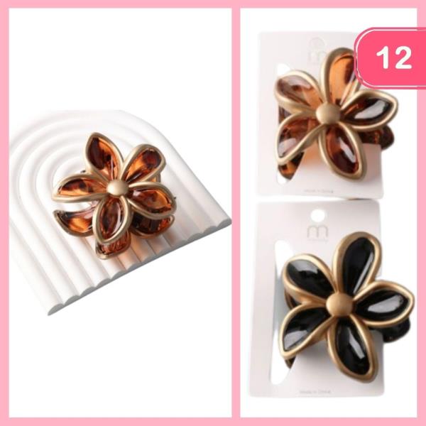 PLUMERIA GOLD TRIM CLAW CLIP (12 UNITS)