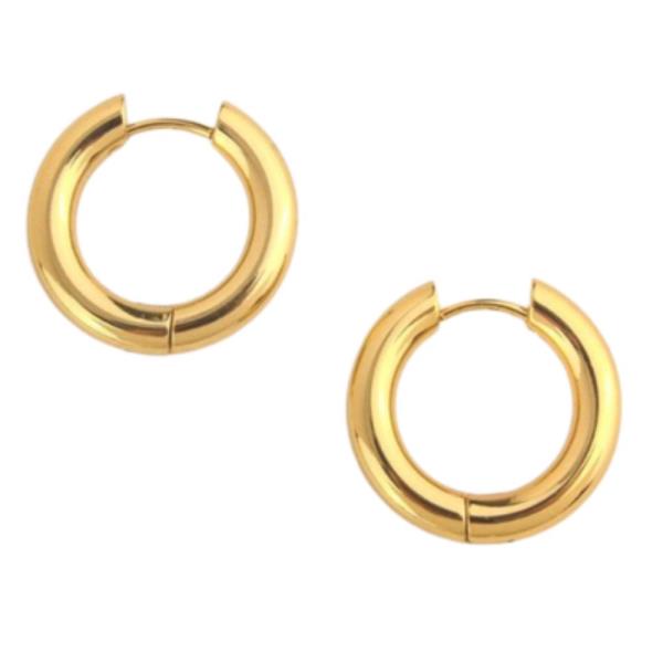 STAINLESS STEEL LARGE ROUND STEEL HUGGIE EARRING