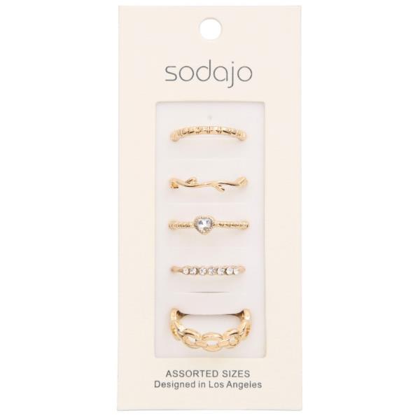 SODAJO CRYSTAL HEART ASSORTED RING SET