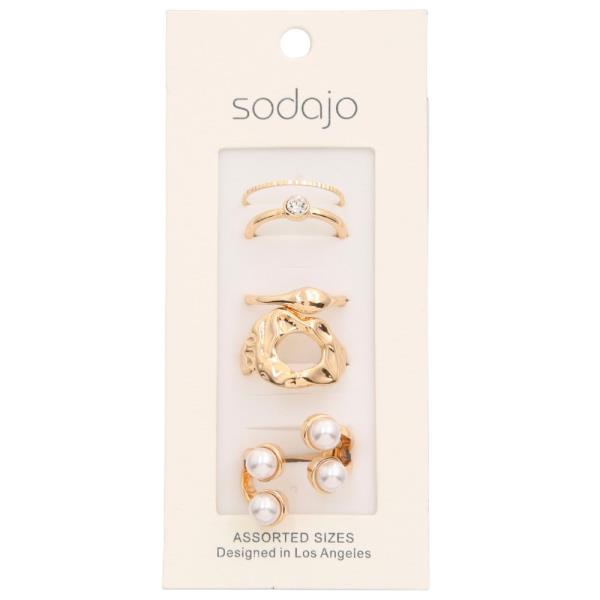 SODAJO PEARL BEAD METAL ASSORTED RING SET