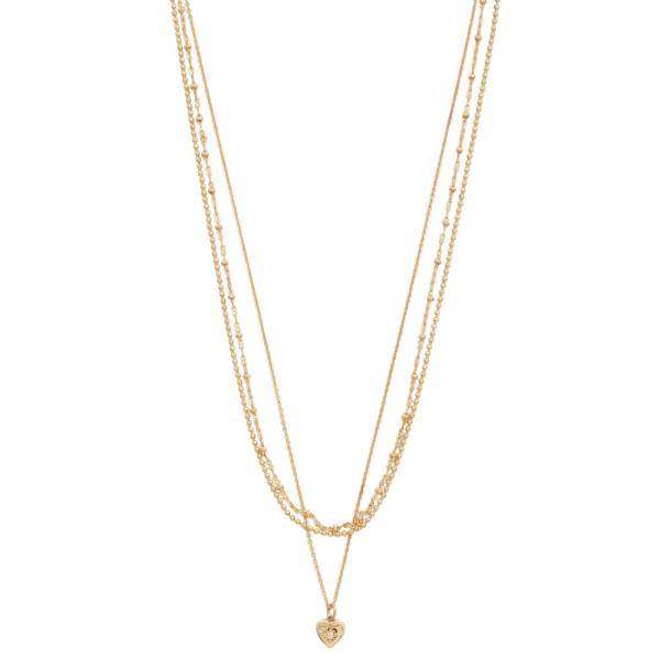 SODAJO DANITY HEART CHARM LAYERED GOLD DIPPED NECKLACE