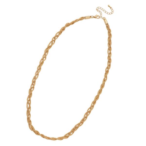 SODAJO TEXTURED BRAIDED LINK GOLD DIPPED NECKLACE