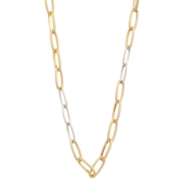 SODAJO TWO TONE OVAL LINK GOLD DIPPED NECKLACE