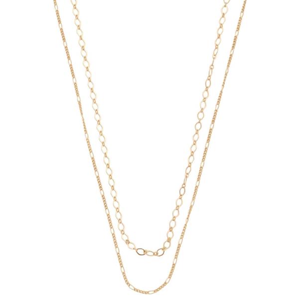 SODAJO DAINTY OVAL LINK LAYERED METAL NECKLACE