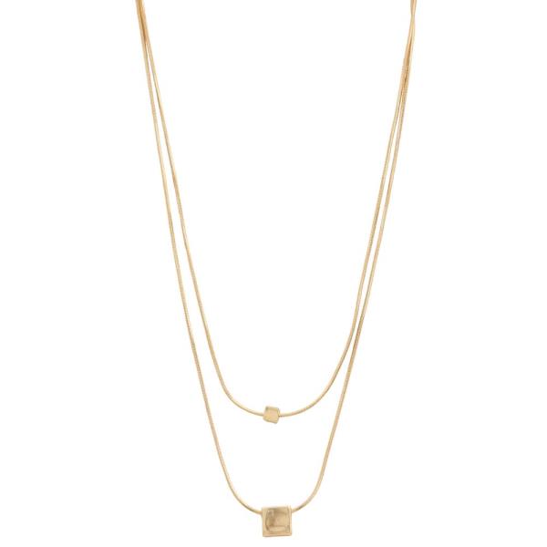SODAJO CUBE CHARM METAL LAYERED GOLD DIPPED NECKLACE