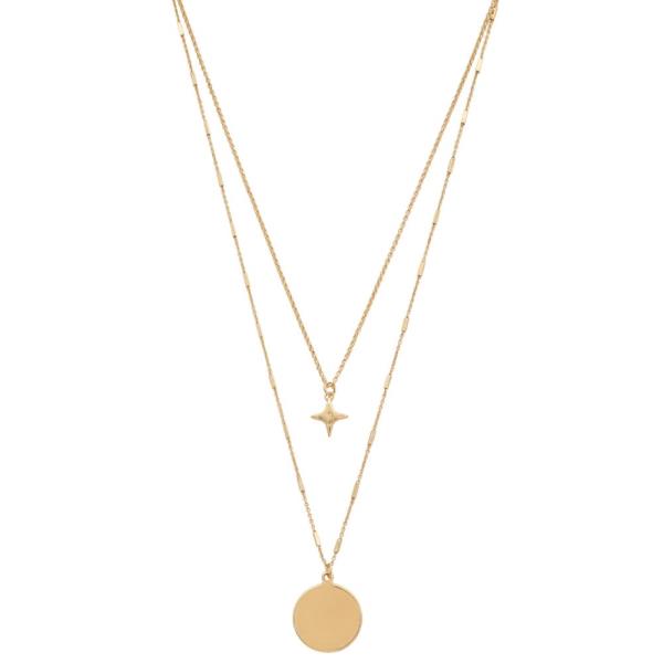 SODAJO COIN DAINTY STAR CHARM LAYERED GOLD DIPPED NECKLACE